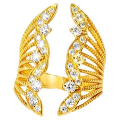 18K Pink Rose Gold Designer Diamond Wire Filigree Band Ring