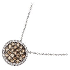 14K White Gold Champagne Diamond Filigree Slide Pendant Necklace