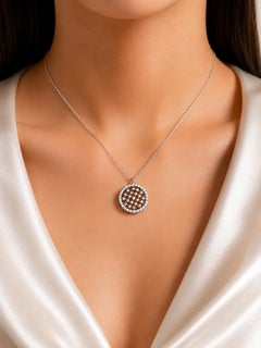14K White Gold Champagne Diamond Filigree Slide Pendant Necklace