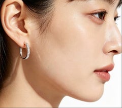 Pendientes de aro de oro blanco de 14K con diamantes, de segunda mano, de EFFY