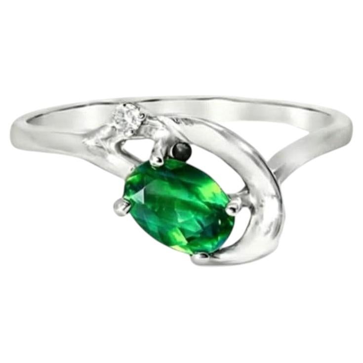 14K White Gold Alexandrite and Diamond Ring For Sale