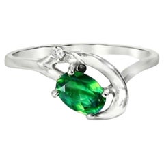 14K White Gold Alexandrite and Diamond Ring