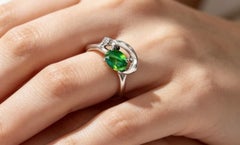 14K White Gold Alexandrite and Diamond Ring