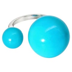 14K White Gold Turquoise Statement Ring