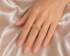 14K White Gold Champagne Diamond Wide Bridge Band Ring