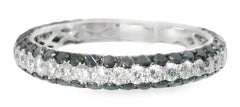 14K White Gold Black Diamond Eternity Wedding Band Ring