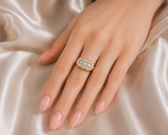 14K Yellow Gold Pave Old Miner Diamond Filigree Mosaic Ring