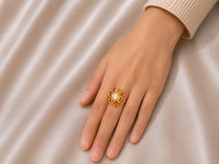 14K Yellow Gold Opal Ruby Filigree Flower Opal Ring