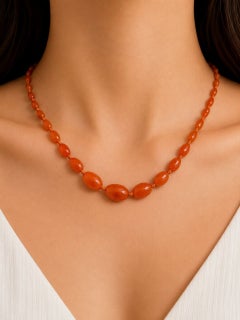Antique Natural Black Sea Amber Graduated Bead Antique Necklace