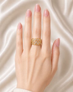 Bague cocktail « ruche » en or rose 14 carats sertie de diamants, d'occasion