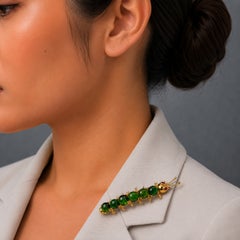 14K Yellow Gold Cabochon Peridot Caterpillar Brooch Pin