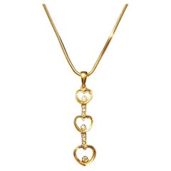 14K Yellow Gold Floating Diamond Heart Pendant Slide