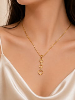 14K Yellow Gold Floating Diamond Heart Pendant Slide