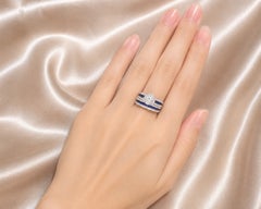 14K White Gold Sapphire and Diamond Engagement Ring Set