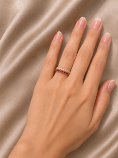14K White Gold Diamond and Ruby Mesh Wrap Ring