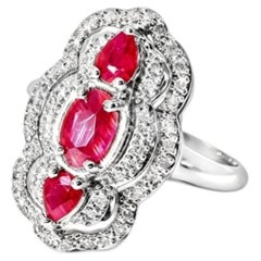 14K Yellow Gold Ruby and Diamond Designer Ring