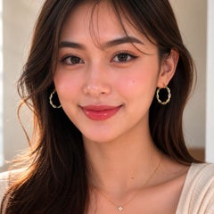 14K Two Tone Rose Gold Braided Hoop Earrings