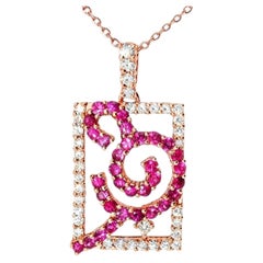 18K Pink Rose Gold Diamond Sapphire Pendant Slide