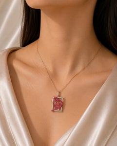 18K Pink Rose Gold Diamond Sapphire Pendant Slide