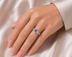 18K White Gold Sapphire Mesh Rope Band Ring