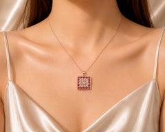 14K Pink Rose Gold Diamond Ruby Filigree Pendant Slide