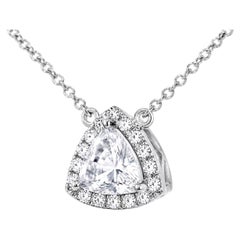 18K White Gold Trillion Diamond Designer Pendant Necklace