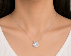 18K White Gold Trillion Diamond Designer Pendant Necklace