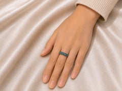 18K White Gold Sapphire Tsavorite Cigar Ring Sapphires