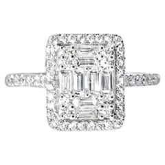14K White Gold Diamond Geometric Ring