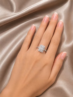 14K White Gold Diamond Geometric Ring