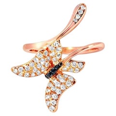 14K Rose Gold Diamond Butterfly Wraparound Ring Estate by EFFY