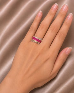 14K Two Tone Gold Baguette Ruby Diamond Wide Band Ring Estate by EFFY