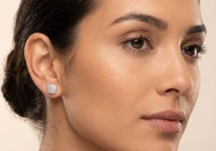 14K White Gold Pave Diamond Stud Earrings Estate