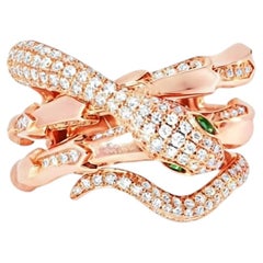 14K Rose Gold Snake Wraparound Emerald Diamond Ring Estate by EFFY