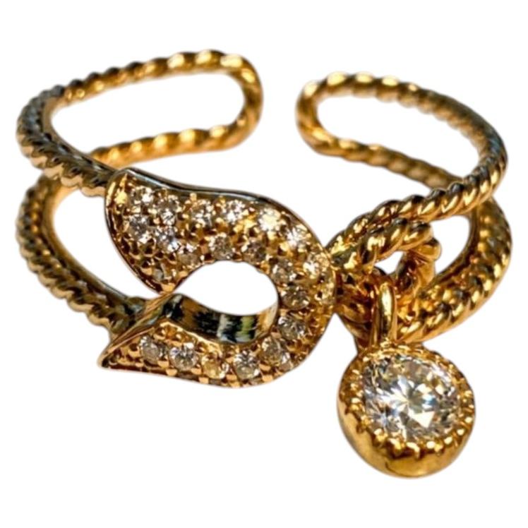 18K Yellow Gold Diamond Safety Pin Band Ring Estate