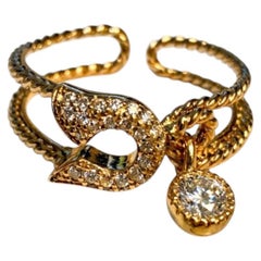 18K Yellow Gold Diamond Safety Pin Band Ring Estate