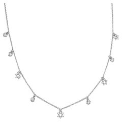 14K White Gold Diamond Star of David Station Necklace Estate