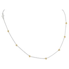 14K White Gold Yellow Diamond Station Necklace Estate