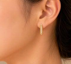 14K Pink Rose Gold Diamond French Cut Hoop Earrings Rare