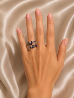 10K Rose Pink Gold Blue Diamond Bypass Band Ring