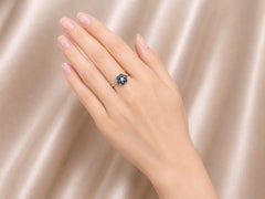 14K White Gold Diamond Sapphire Flower Ring
