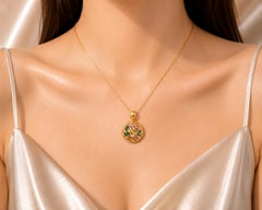 18K Pink Rose Gold Tourmaline Diamond Citrine Designer Pendant Slide