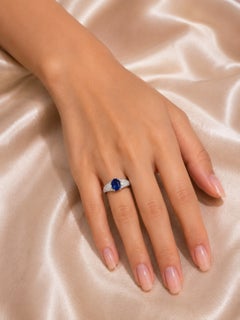 14K White Gold Sapphire Diamond Tulip Ring Band