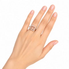 14K White Gold Raspberry Garnet Diamond Filigree Cocktail Ring Estate