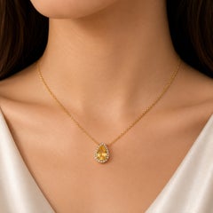 14K Yellow Gold Diamond Rutilated Quartz Pendant Necklace