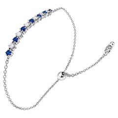 Bracelet extensible en or blanc 14 carats, saphir et diamants, de seconde main