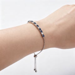 14K White Gold Sapphire Diamond Expandable Bracelet Estate