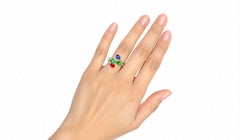 18K Gold Diamond Ruby Emerald Sapphire Duo Bypass Ring Estate
