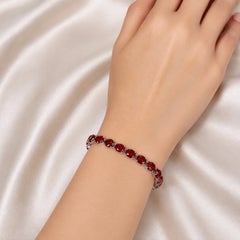 Flexibles Armband aus 925er Sterlingsilber mit natürlichem Granat