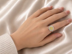 18K White Gold Fancy Color Yellow Diamond Filigree Engagement Ring